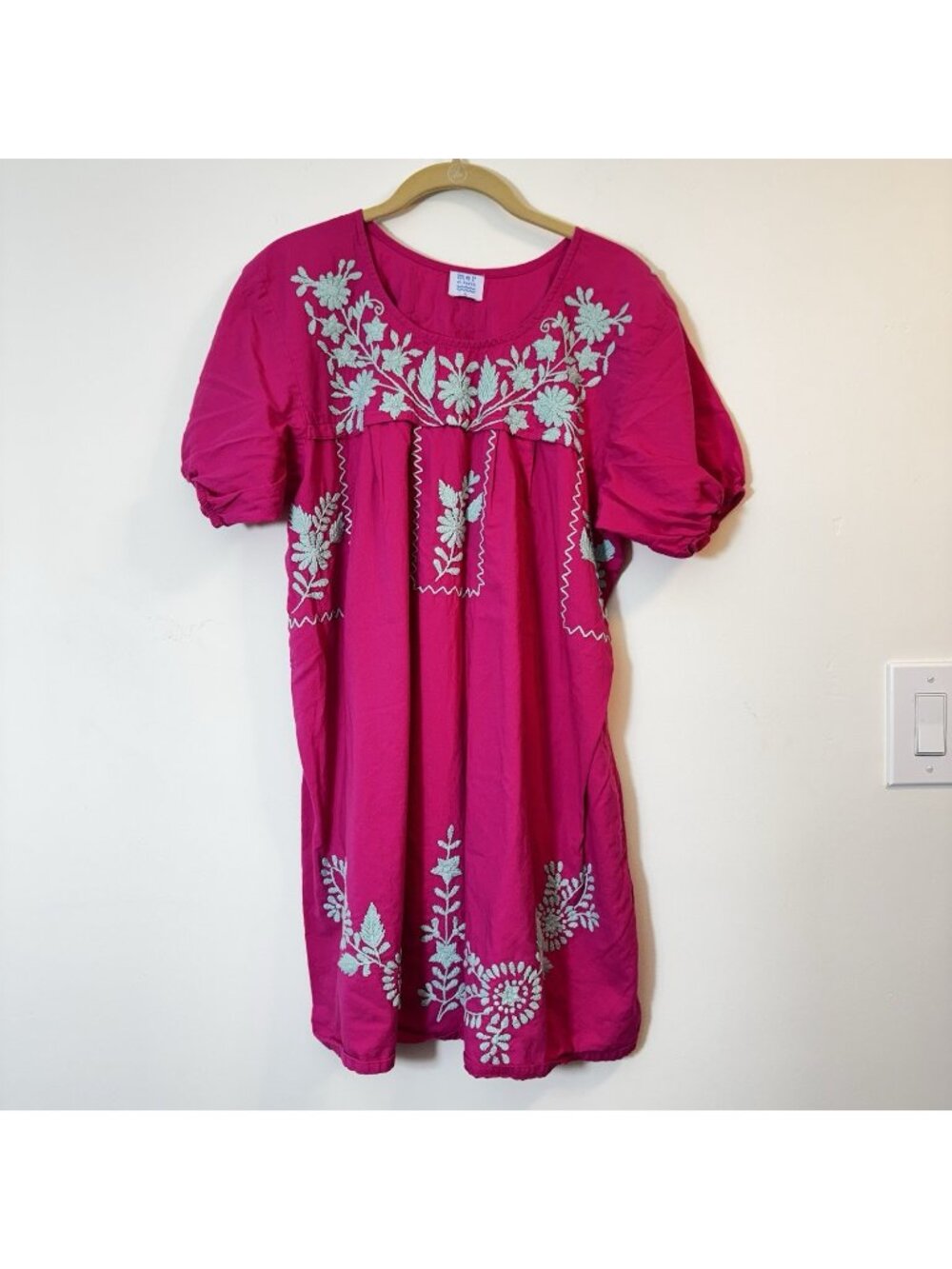 Mer St Barth Women’s Tunic Dress Size L Embroidered Short Sleeve